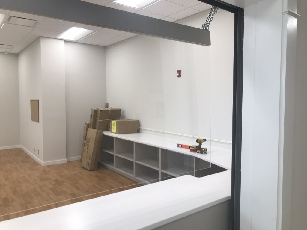 Package room work counters and sorting cubbies built by SMFW at Washington College